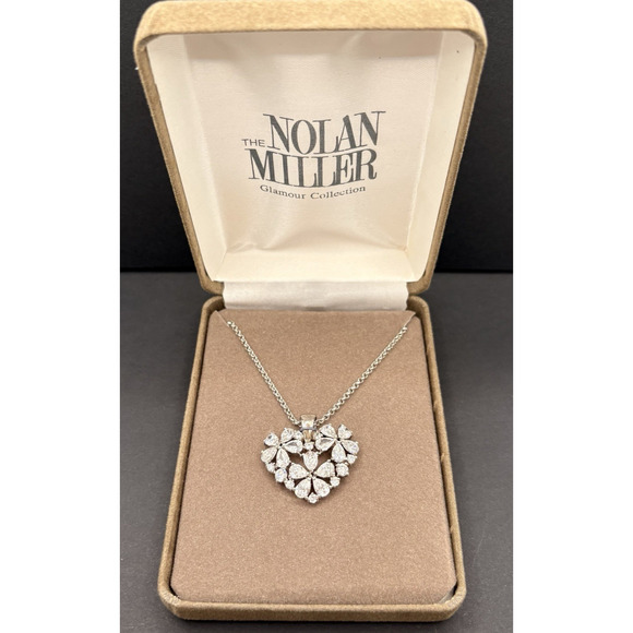 Vintage Nolan Miller Glamour Collection True Love Heart Floral Crystal Necklace - Picture 2 of 7
